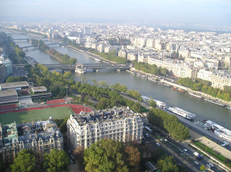 View of the Seine River from the Eiffel Tower