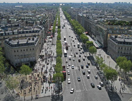 Champs Elysees in Paris France